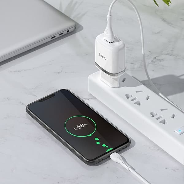 HOCO laddare USB-A 3A Snabbladdning micro-USB kabel 1m vit