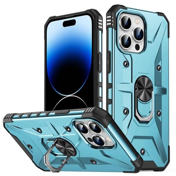 iPhone 14 Pro Max Etui Ringholder Armor - Babyblå