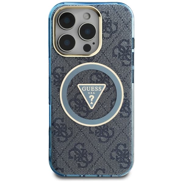 Guess Telefontaske til iPhone 16 Pro Magsafe Glitter - Blå