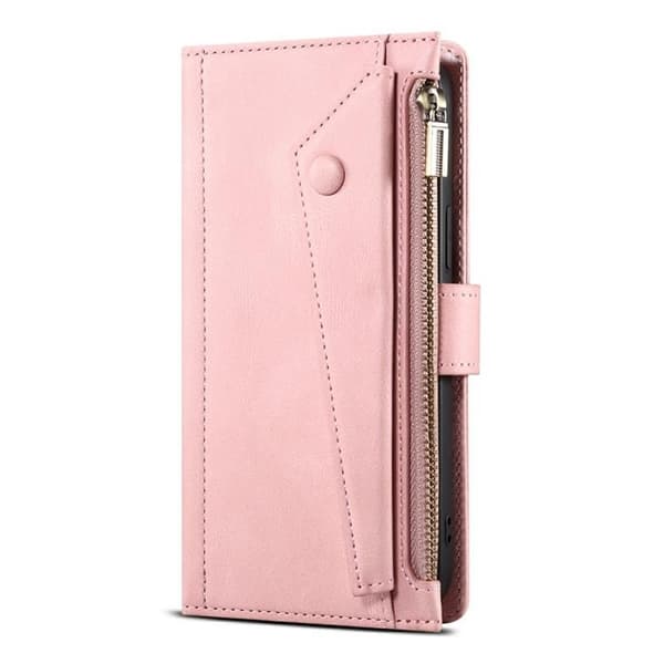 iPhone 14 Pro Plånboksfodral Flap Zipper Strap - Rosa