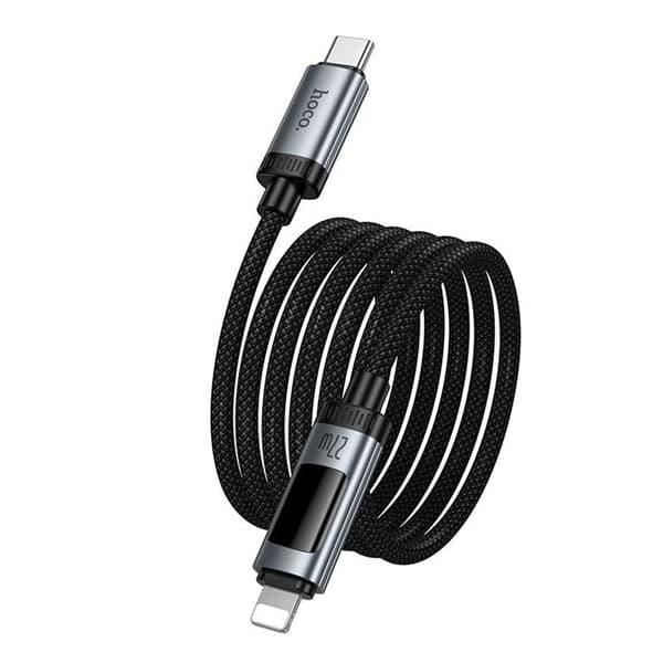 HOCO USB-C til Lightning 27W Kabel 1.2m med Display U148 - Sort