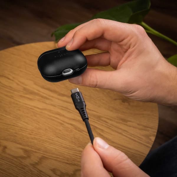 FIXED Ægte læderetui til Airpods 4/4 ANC Sort