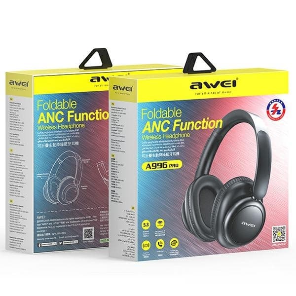 Awei Over-Ear Hovedtelefoner Trådløse Bluetooth ANC A996 Pro - Sort