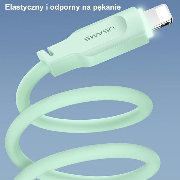 USAMS Lithe Series Lightning-kaapeli 2,4A 1,2 m SJ565USB04 - Vihreä