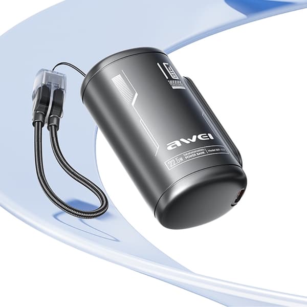 Awei Powerbank 10000mAh 22.5W 2xUSB-C WP-117 - Sort