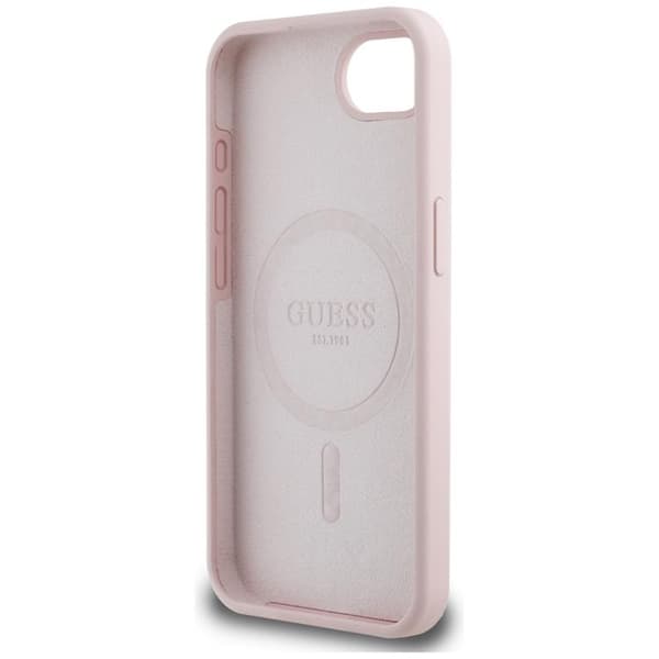 Guess Mobilskal till iPhone 16e MagSafe Silikon Script Metal Logo