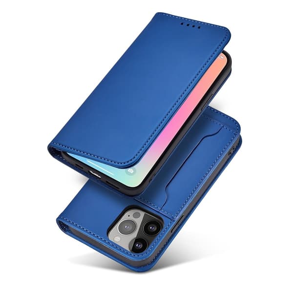 iPhone 13 Pro Max Pung Taske Magnetstativ - Blå
