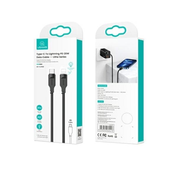 USAMS Kabel USB-C til Lightning 20W 1.2m Lithe (US-SJ566) - Sort