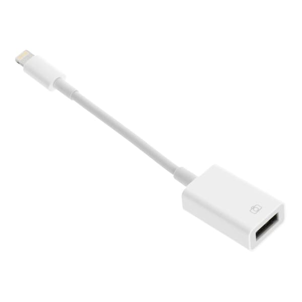 Adapter OTG til USB-A - iPhone Lightning 8-pin hvid