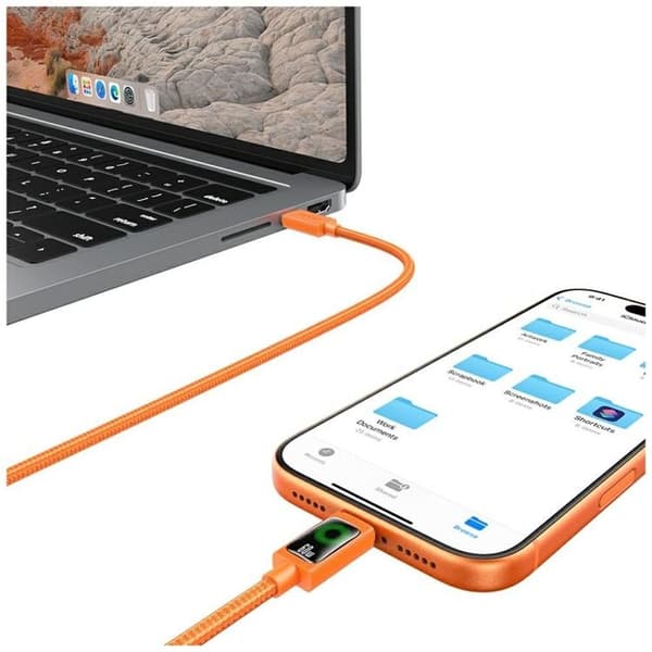 USAMS USB-C–USB-C 60W kaapeli 1.2m SJ773 - Oranssi