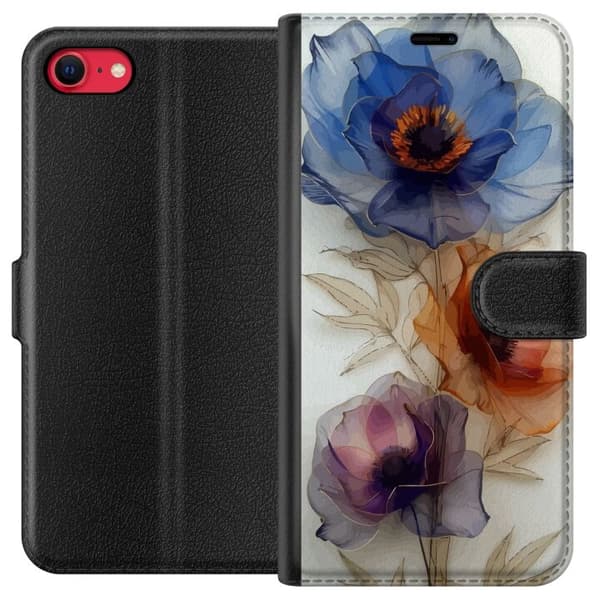 Apple iPhone 8 tegnebog med silkeblomster