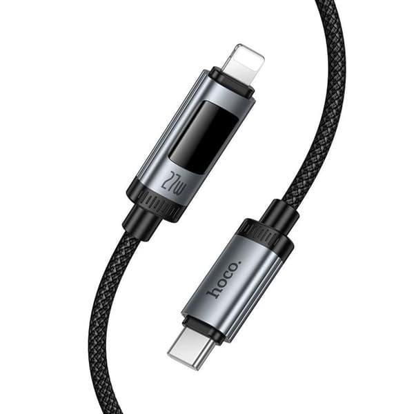 HOCO USB-C til Lightning 27W Kabel 1.2m med Display U148 - Sort