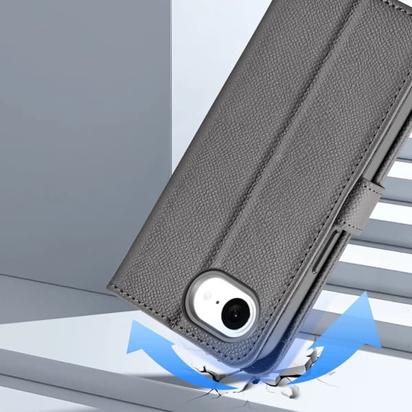 Dux Ducis iPhone 16e Plånboksfodral Lawa Läder - Grå