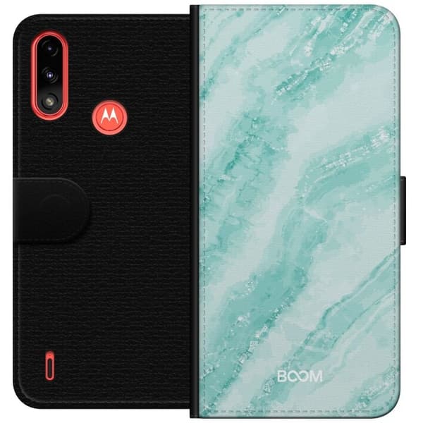 Pung Taske til Motorola Moto E7 Power med Mint Marmor