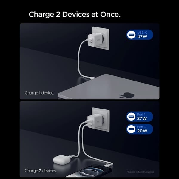 Spigen 2-Port Netværksoplader 47W ESSENTIAL EE472EU