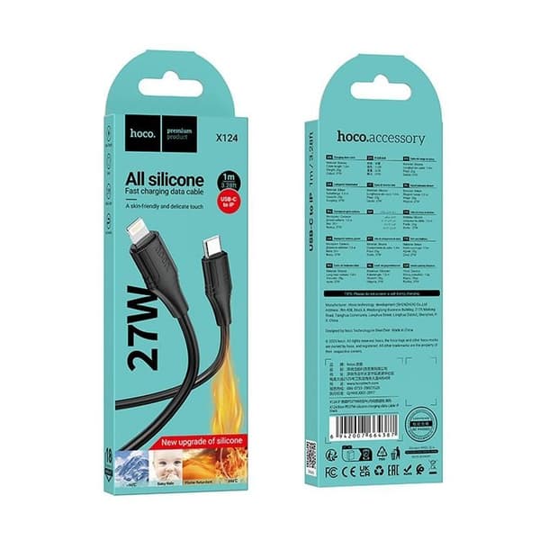 HOCO USB-C til Lightning 27W Kabel 1m Silikone X124 - Sort