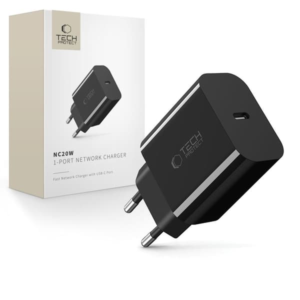 Tech-Protect Väggladdare USB-C 20W - Svart