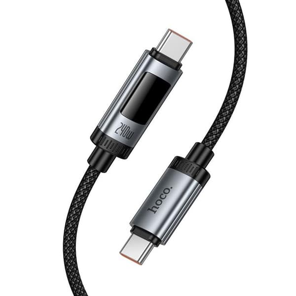 HOCO USB-C til USB-C 240W Kabel 6A 1.2m med Display U148 - Sort