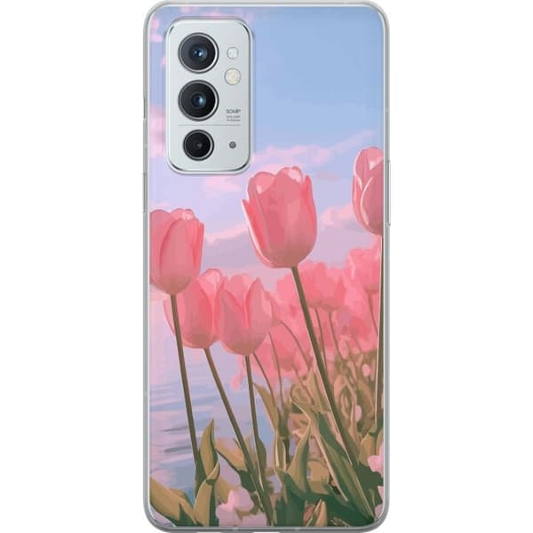 Telefontaske til OnePlus 9RT 5G med lyserøde tulipaner