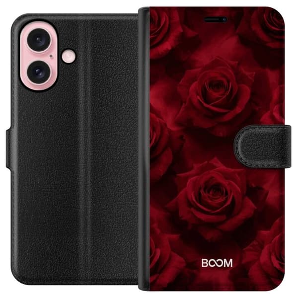 Plånboksfodral till Apple iPhone 16 med Crimson Rose