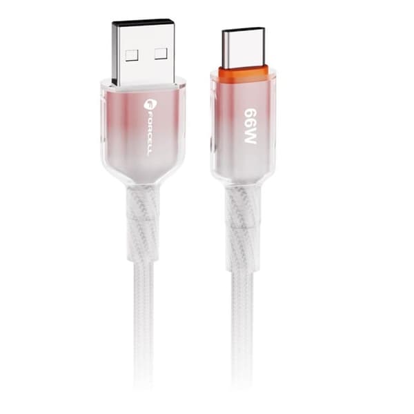 FORCELL USB-A til USB-C 66W Kabel 3A 1m QC4.0 C352 - Hvid