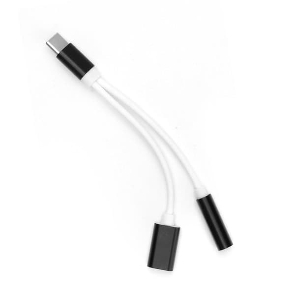 Adapter HF/Audio + opladning USB-C - Jack 3.5mm Sort