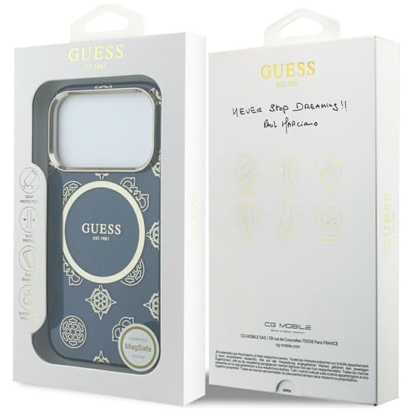 Guess Mobilskal För iPhone 17 Pro Max MagSafe IML Peony Dot - Blå