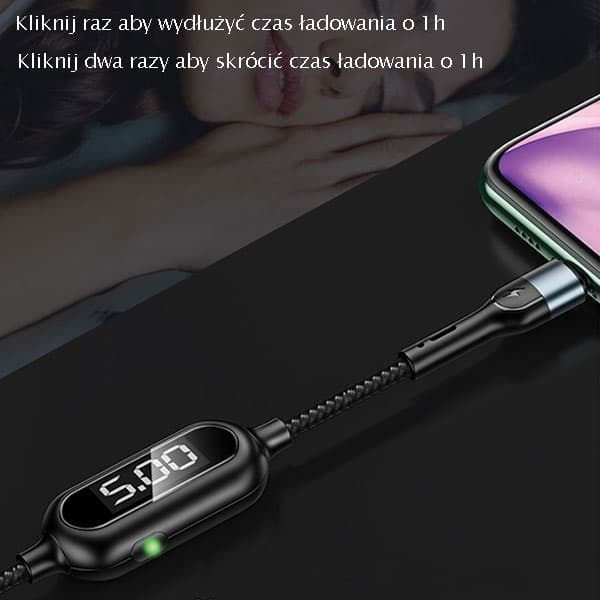 USAMS U48 Lightning Kabel flätad LED 1,2 m SJ423USB02 - Grön