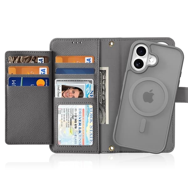 Dux Ducis iPhone 16 Plånboksfodral Lawa Läder - Grå