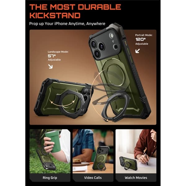Supcase Mobilskal till iPhone 17 Pro Magsafe Kickstand UB Grip - Grön
