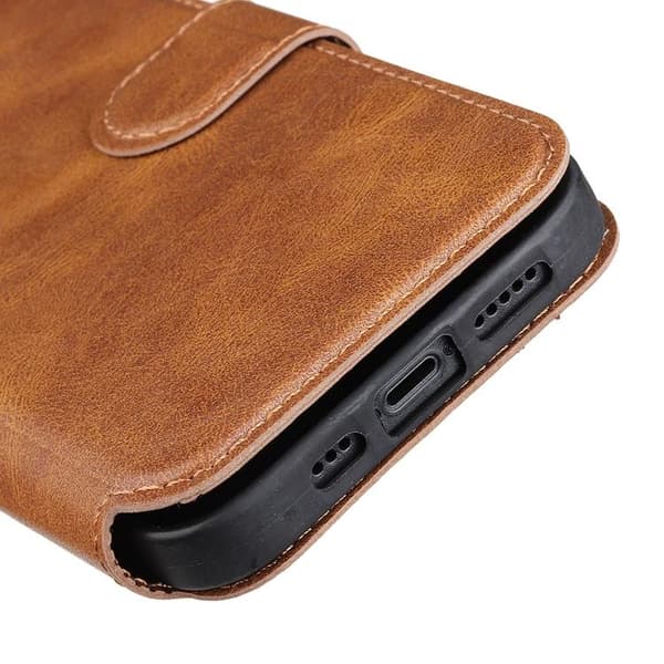 BOOM iPhone 14 Pro Plånboksfodral Calfskin - Brun
