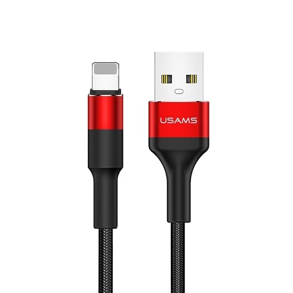 USAMS U5 Lightning Kabel flätad 2A 1,2 m SJ220IP02 - Röd