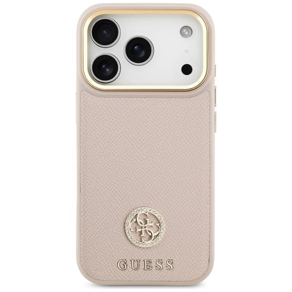 Guess Mobilskal till iPhone 17 Pro Magsafe Grained Strass Logo - Rosa