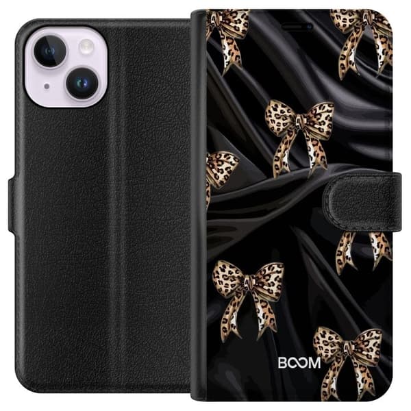 Plånboksfodral till Apple iPhone 14 med Leopard Bow