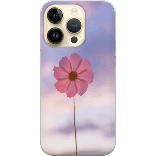 Telefontaske til Apple iPhone 15 Pro med lyserød blomst