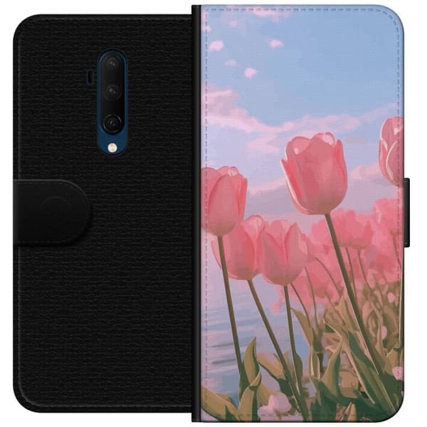 OnePlus 7T Pro Pung Taske med Lyserøde Tulipaner
