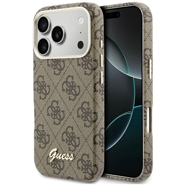 Guess telefontaske til iPhone 17 Pro MagSafe 4G Script - Brun