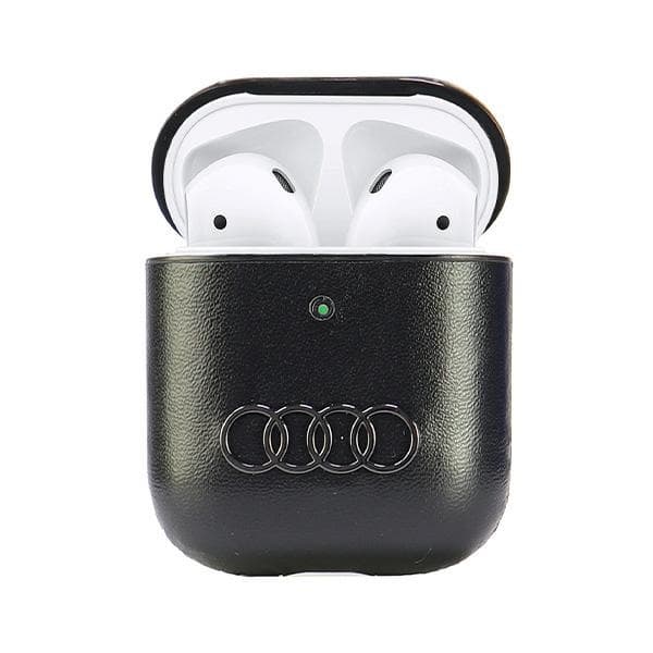 Audi AirPods 1/2 Cover Læder Stort Logo - Sort