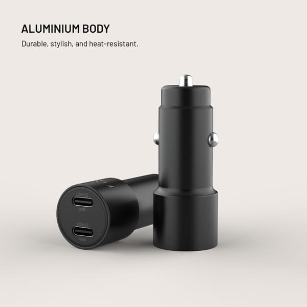 FIXED Superhurtig 65W 2x USB-C biloplader Sort