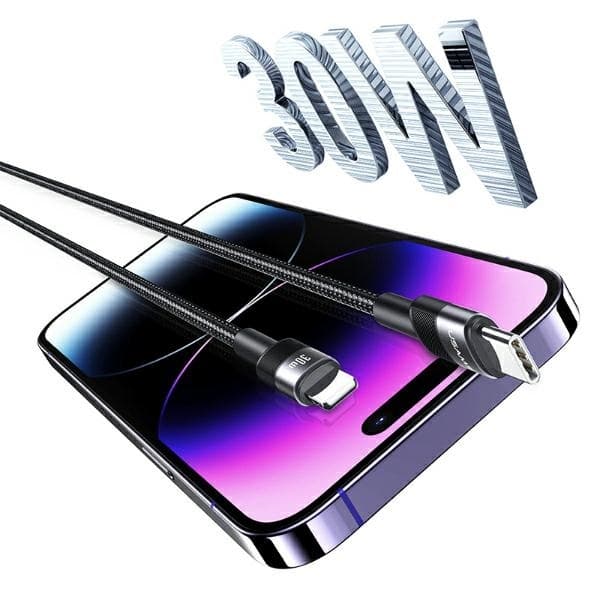 USAMS Kabel USB-C til Lightning 30W 1.2m (US-SJ729) - Sort