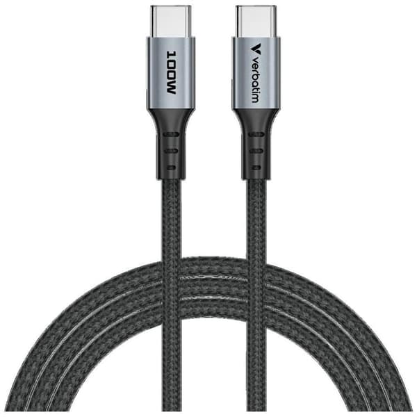 Verbatim USB-C til USB-C 100W Kabel 1.2m Sync & Charge 31846 - Sort
