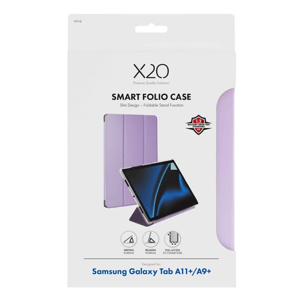 X2O Smart Folio Case Samsung Galaxy Tab A11+/A9+ Lavender
