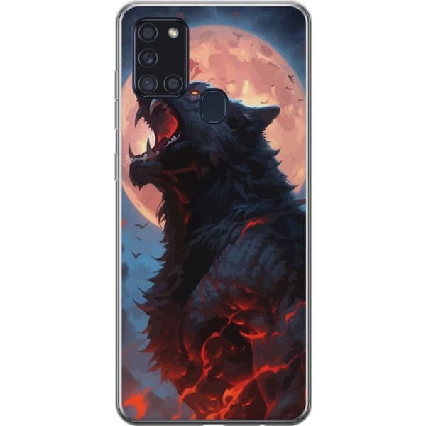 Telefontaske til Samsung Galaxy A21s med Howling Wolf