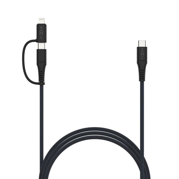 FIXED 2in1 Combo 60W USB-C/Lightning-kaapeli 1.2m Musta