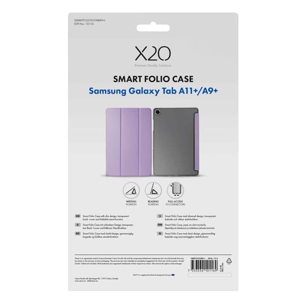 X2O Smart Folio Case Samsung Galaxy Tab A11+/A9+ Lavender