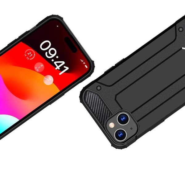 iPhone 15 Plus Hybrid Armor Telefontaske - Sort