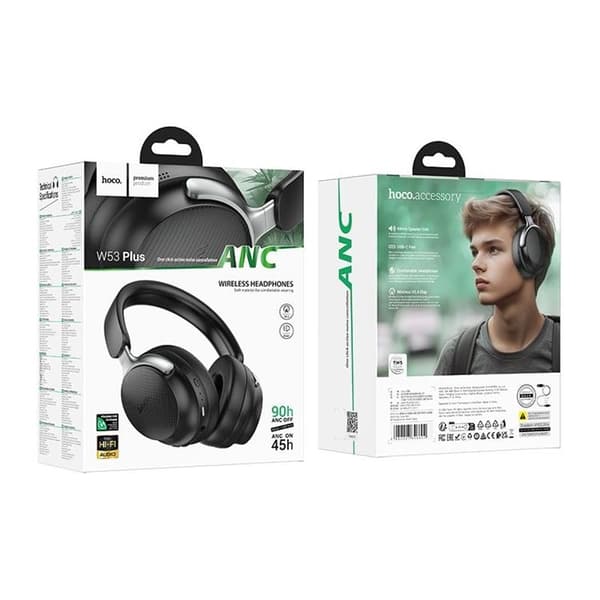 Hoco Over-Ear Hovedtelefoner Trådløse Bluetooth ANC W53 Plus - Sort