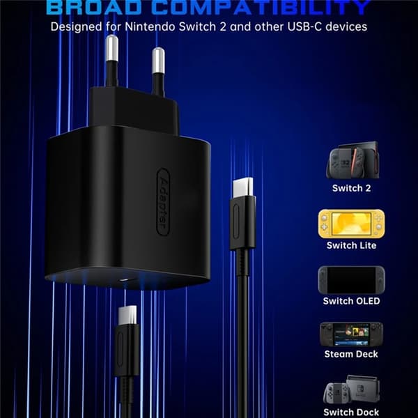 60W Snabbladdare För Nintendo Switch 2/Lite/OLED Spelkonsol Typ-C