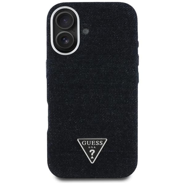 Guess Telefontaske til iPhone 16 MagSafe Denim Triangle Logo - Sort
