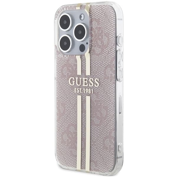 Guess iPhone 14 Pro Max Taske Lyserød Guldstribet
